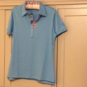 Peter Millar light blue golf shirt. NWT